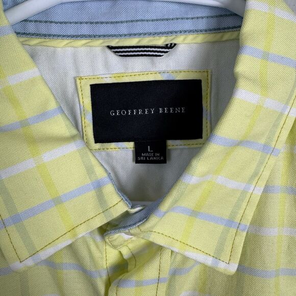 Geoffrey Beene Shirt Size Large Mens Button Up SS Collared Multicolor Check - Picture 3 of 4